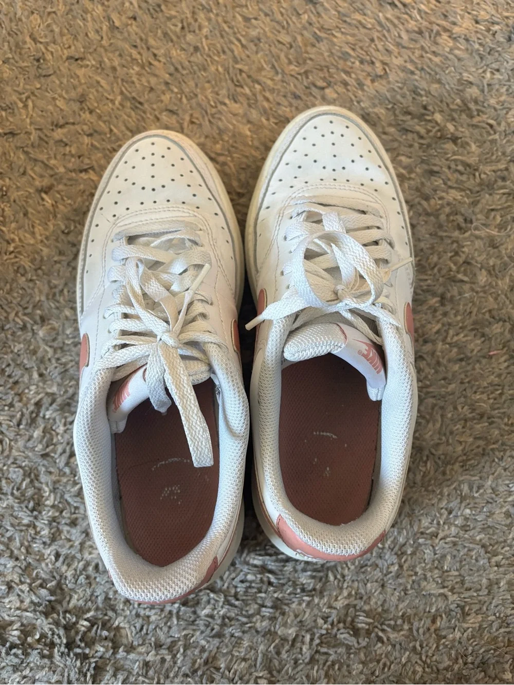 Nike Women’s White Sneakers with Rose Swoosh